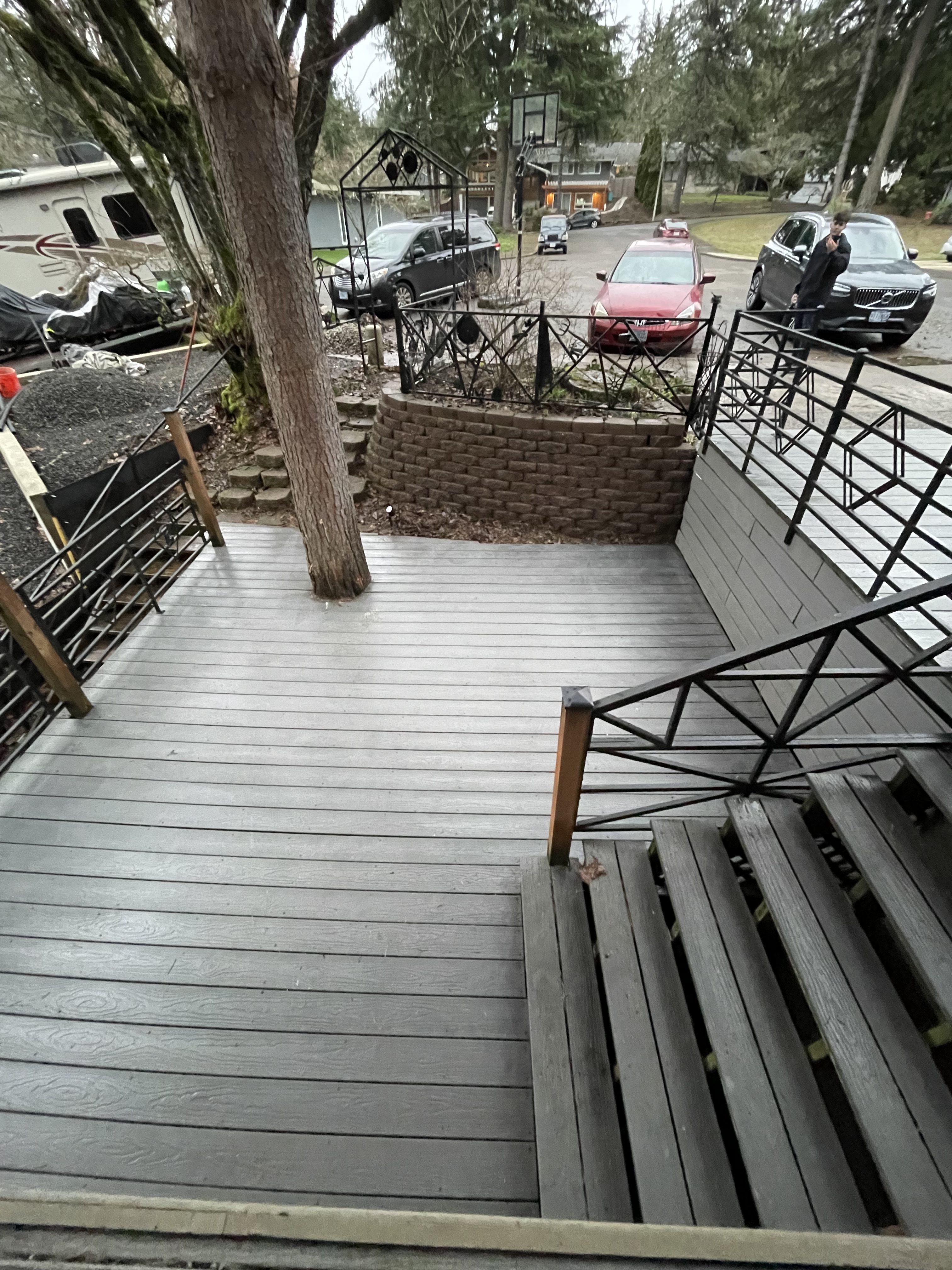 Composite deck cleaning service showing like-new appearance after pressure washing in Portland